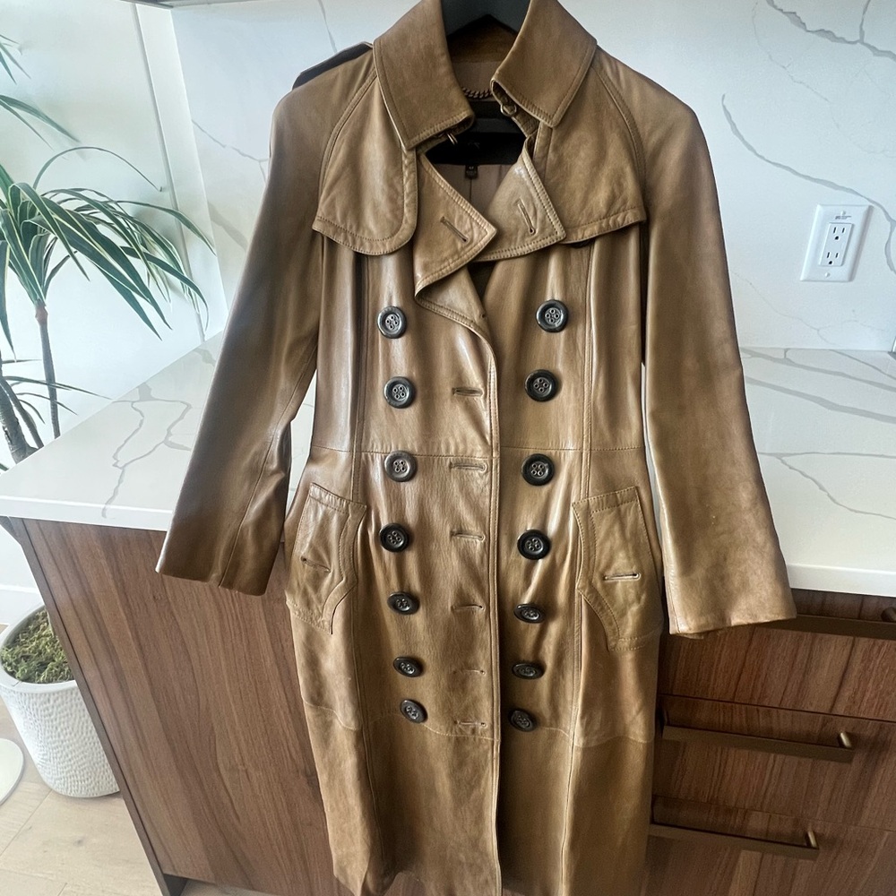 Burberry Leather Trench Double-Breasted Coat